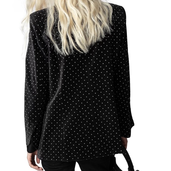Zadig & Voltaire Black Visko Velvet Glitter Dots Blazer - Picture 10 of 14